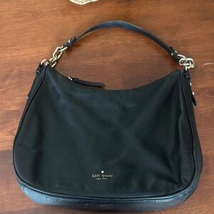 Kate Spade Black Hobo Bag with Gold Accents